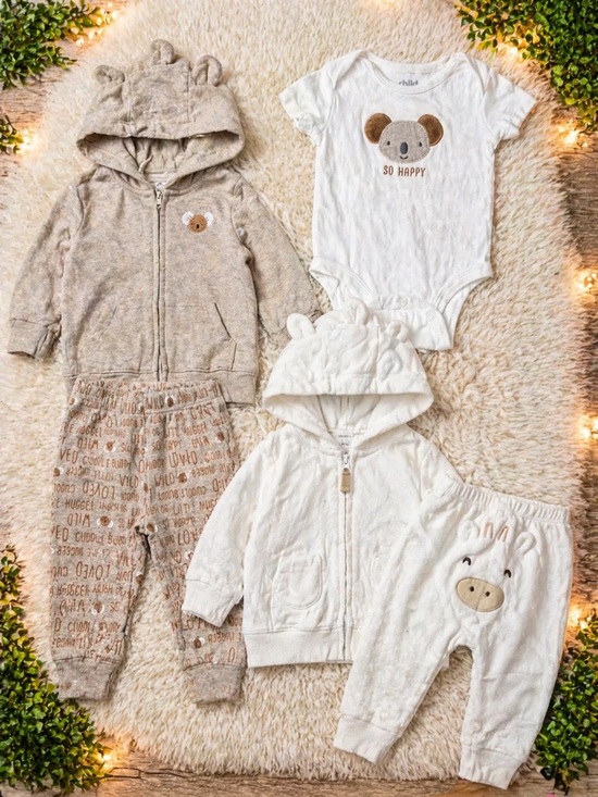 Carter's Other - Baby Boy 6M Outfit Bundle Hoodie Pants Onesie Bear Neutral Carter’s Baby Boy lot